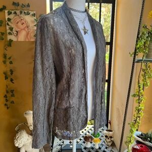 Gray Lace Cardigan